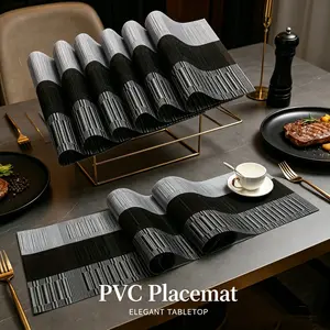 High-End PVC Table Runner and Utensil Mat Set, Durable and Easy to Clean, Washable Bamboo Design, Home Decor Essentials