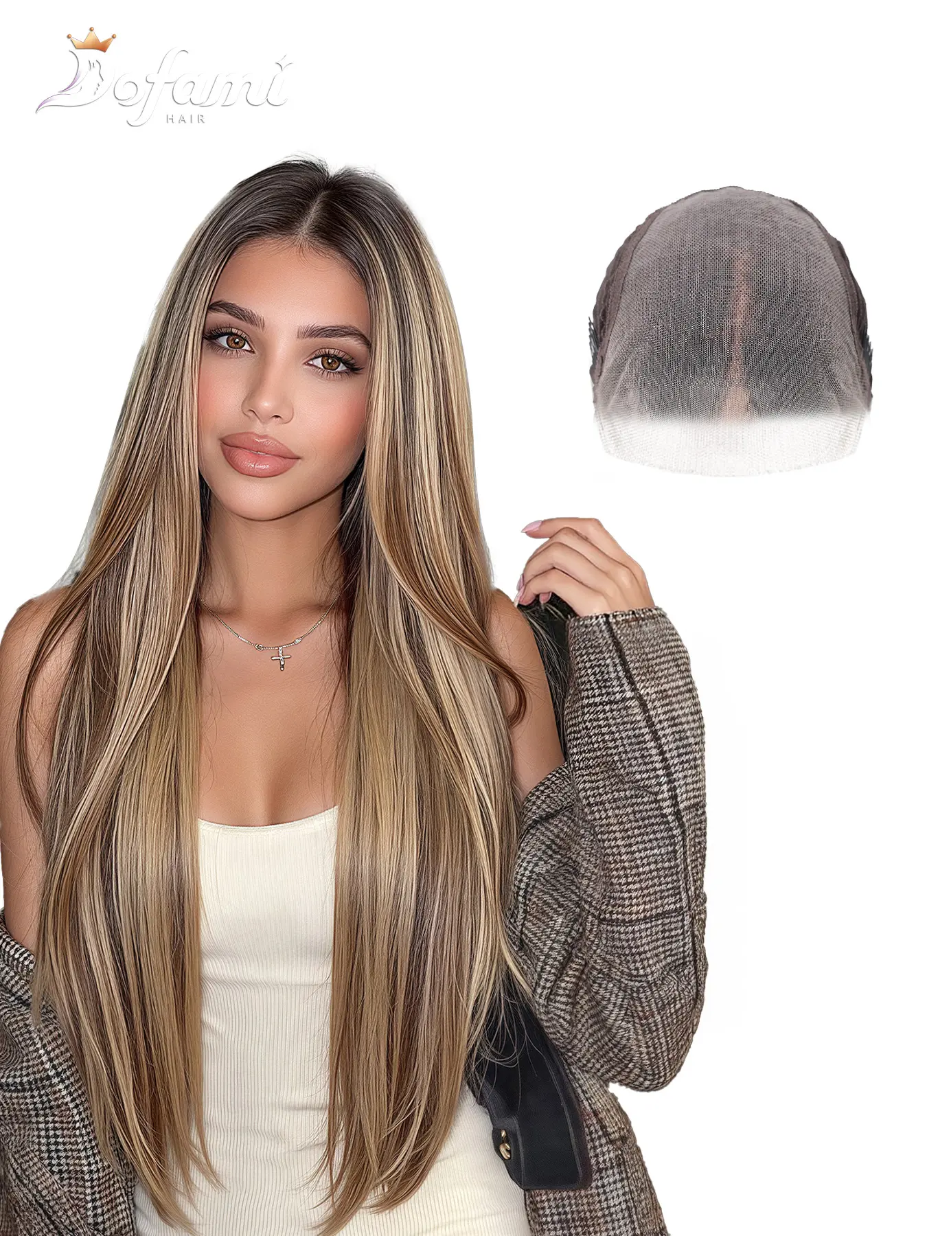 Women's Lace Front Wig Long Straight Hair Lightweight Breathable Natural Daily Wear Fashion Wig High-Quality Full Headset Synthetic Fiber Lace Frontal Wigs Natural Looking Wigs
