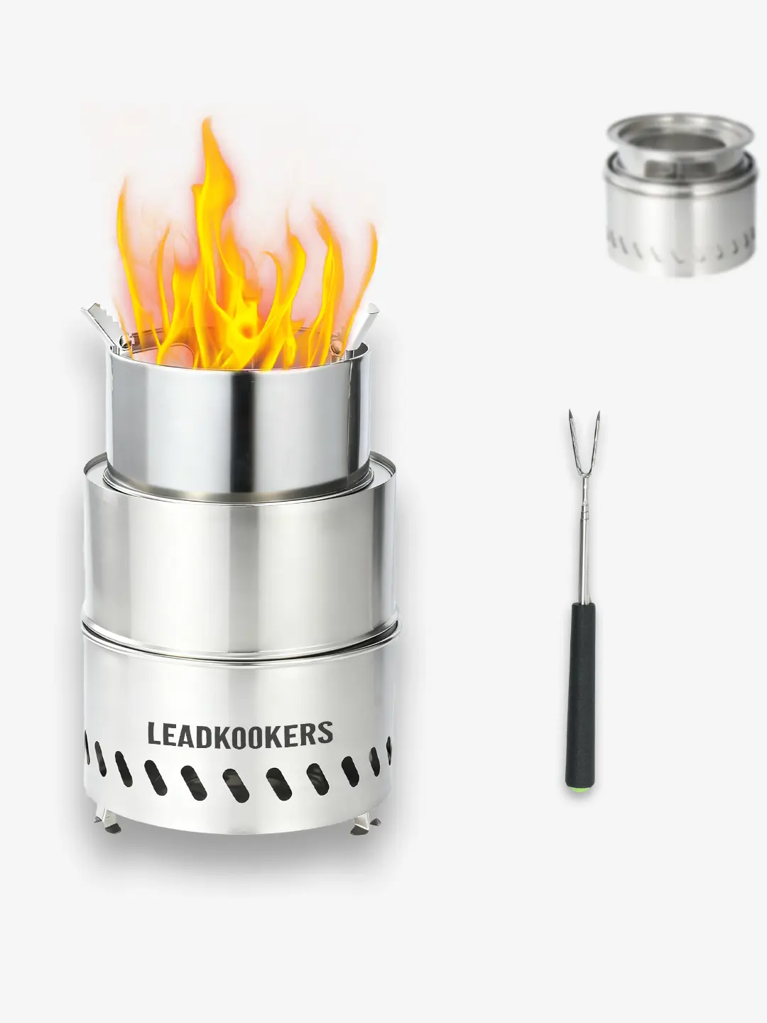 Smokeless Fire Pit with Collapsible Body, Portable Stainless Steel Mini Stove with Dual-Wall Airflow, Tabletop Camping Accessories for Patios