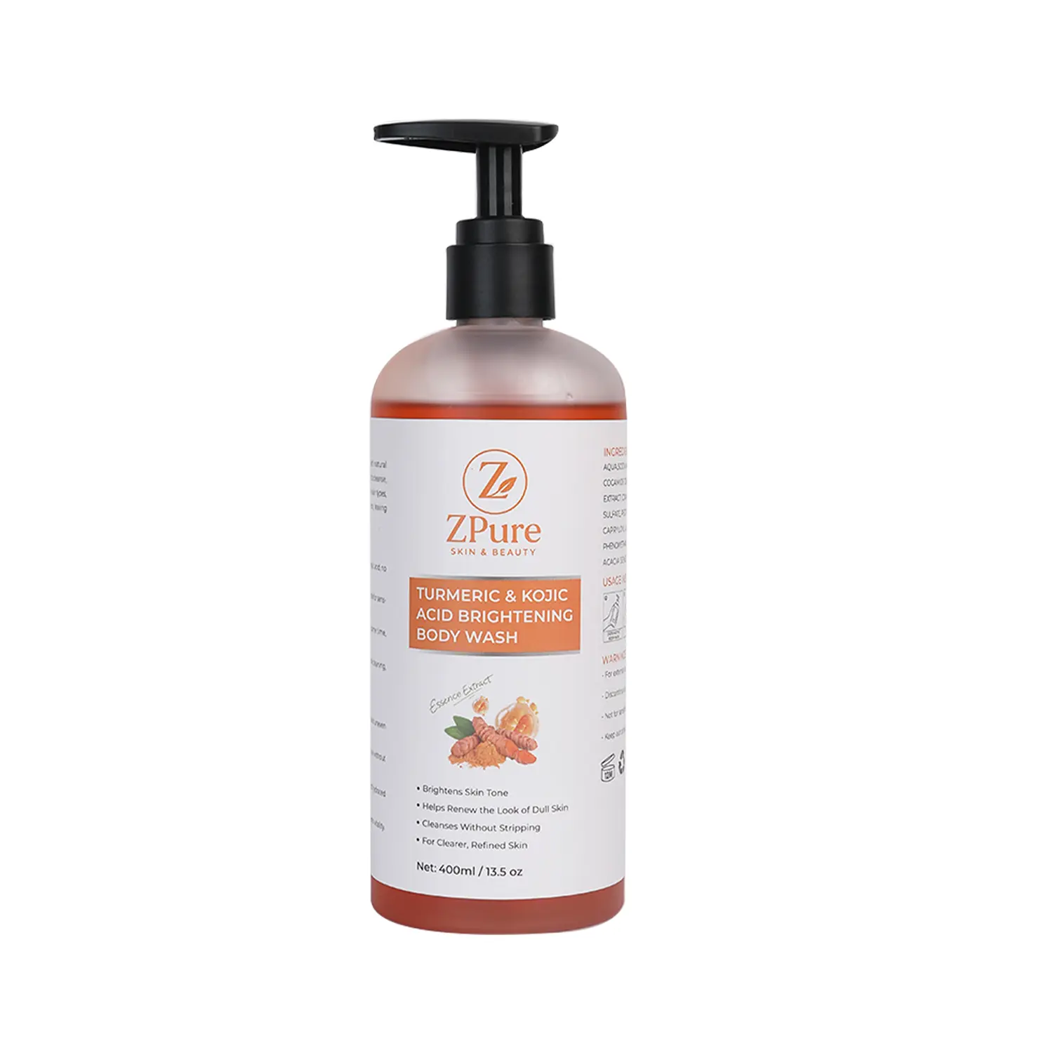 Kojic Acid Turmeric Brightening Body Wash | Gentle Shower Gel for Uneven Skin | Niacinamide, Vitamin C, AHA/BHA | Deep Cleansing, Hydrating Formula | Easy and Effective, 13.52 fl.oz