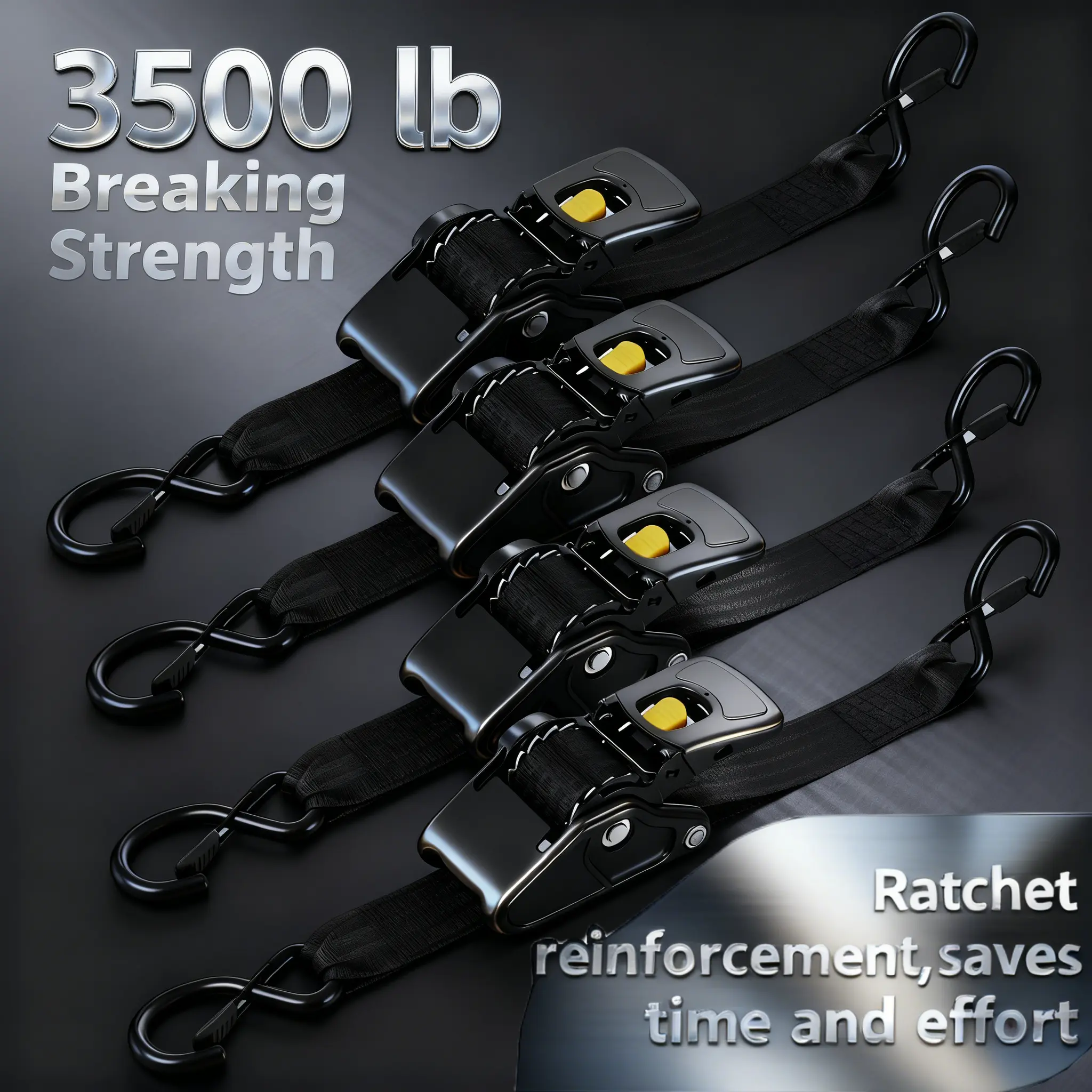 Retractable Ratchet Tie Down Straps, 1/2/4Pack Heavy Duty 2-Inch No-Tangle Straps with Locking S-Hooks for Trucks, Boats, and Motorcycles
