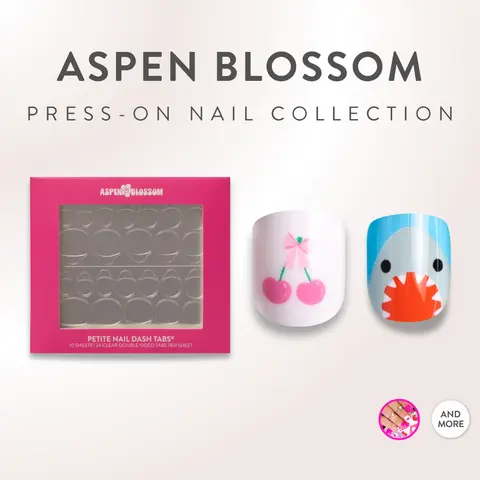 Red Aspen Kids Press On Nails Aspen Blossom Collection for Ages 8+ with No-Glue Tabs