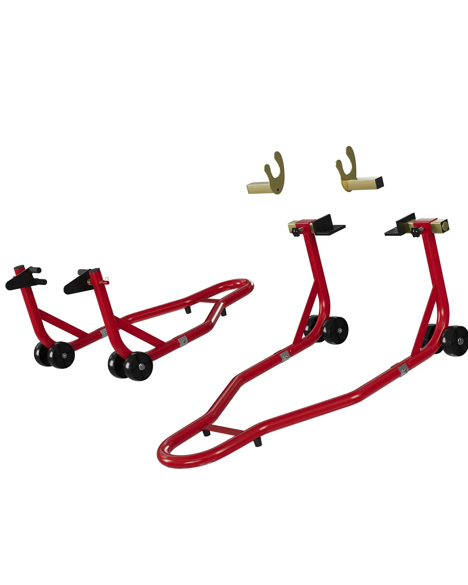 Garvee Upgraded Motorcycle Stand Lift Front Rear Wheels Lift 900LBS Capacity with u+l Adjustable Swingarm Spool, Red