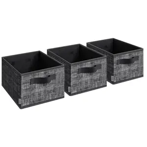 SONGMICS Storage Baskets, Fabric Storage Bins,  Foldable Closet Organizer for Shelves, 2 Handles, Label Holders, for Bedroom, Living Room