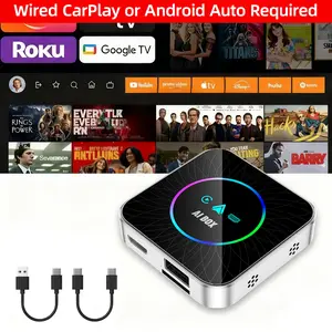 【FIFA World Cup 2026】Yurnlv 2026 Al Box Car Entertainment Hub: Netflix/YouTube/TikTok/Google Play + Screen Mirroring! 5-in-1 Wireless CarPlay & Android Auto Adapter