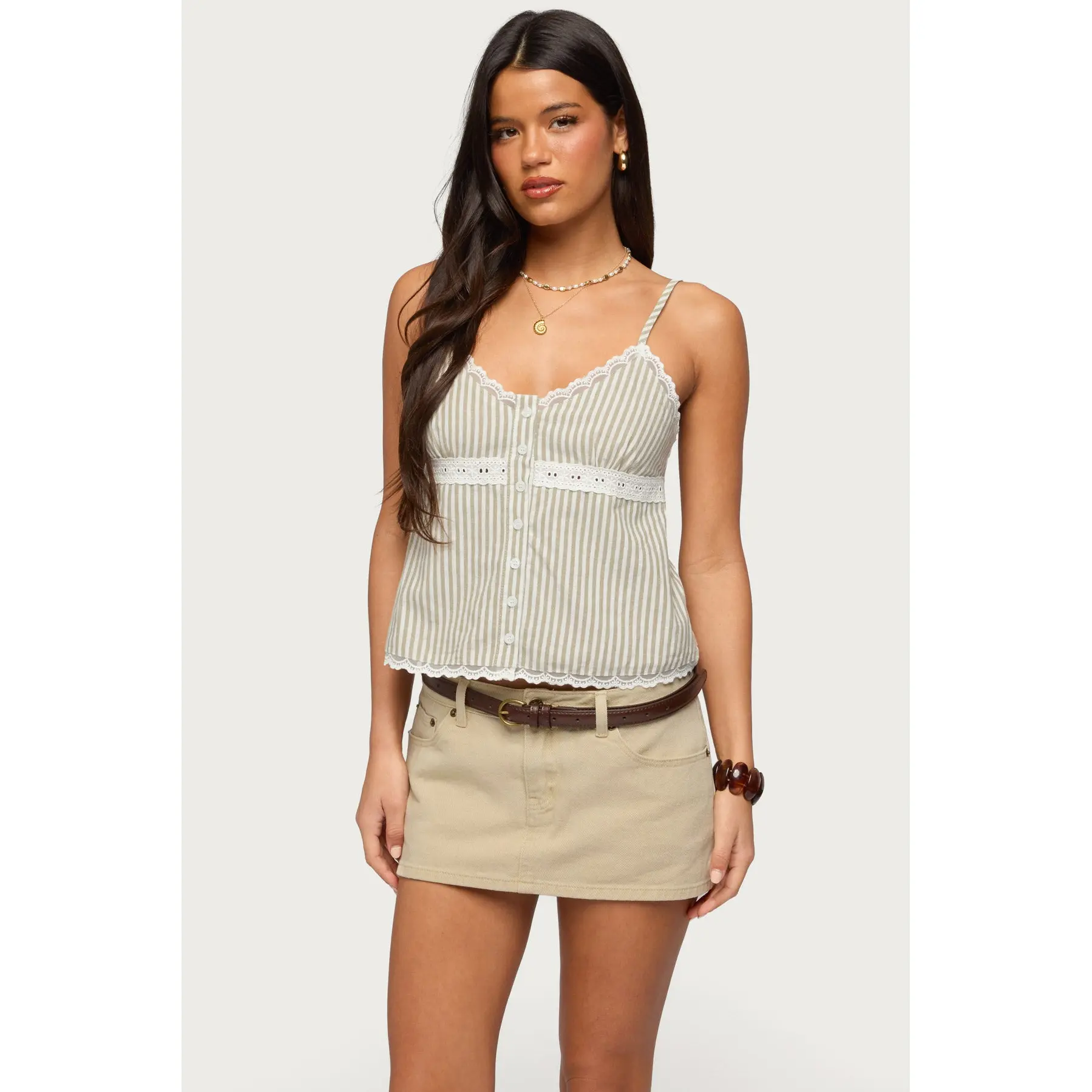 Elodie Lacey Striped Tank Top