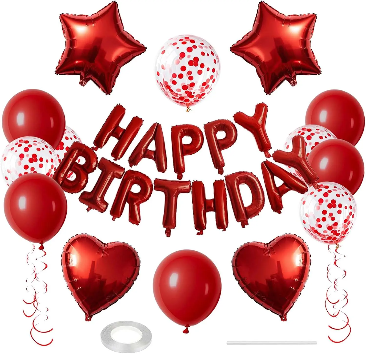 27Pcs Red Birthday Decorations for Girls,Red Balloons Happy Birthdays Banner Balloon Heart and Star Foil Balloons for Women Girls Birthday Party Decorations - Home Improvement.