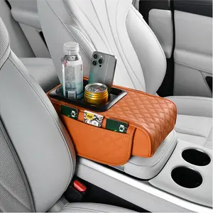 Car Center Console Storage Bag, Multifunctional Car Center Console Armrest Pad, Car Interior Accessories for Phone & Water Bottle, Car Console Organizer