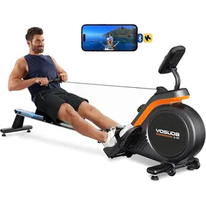 Magnetic/Water Rowing Machine 350 LB Weight Capacity - Foldable Rower for Home Use with Bluetooth, App Supported, Tablet Holder and Comfortable Seat Cushion
