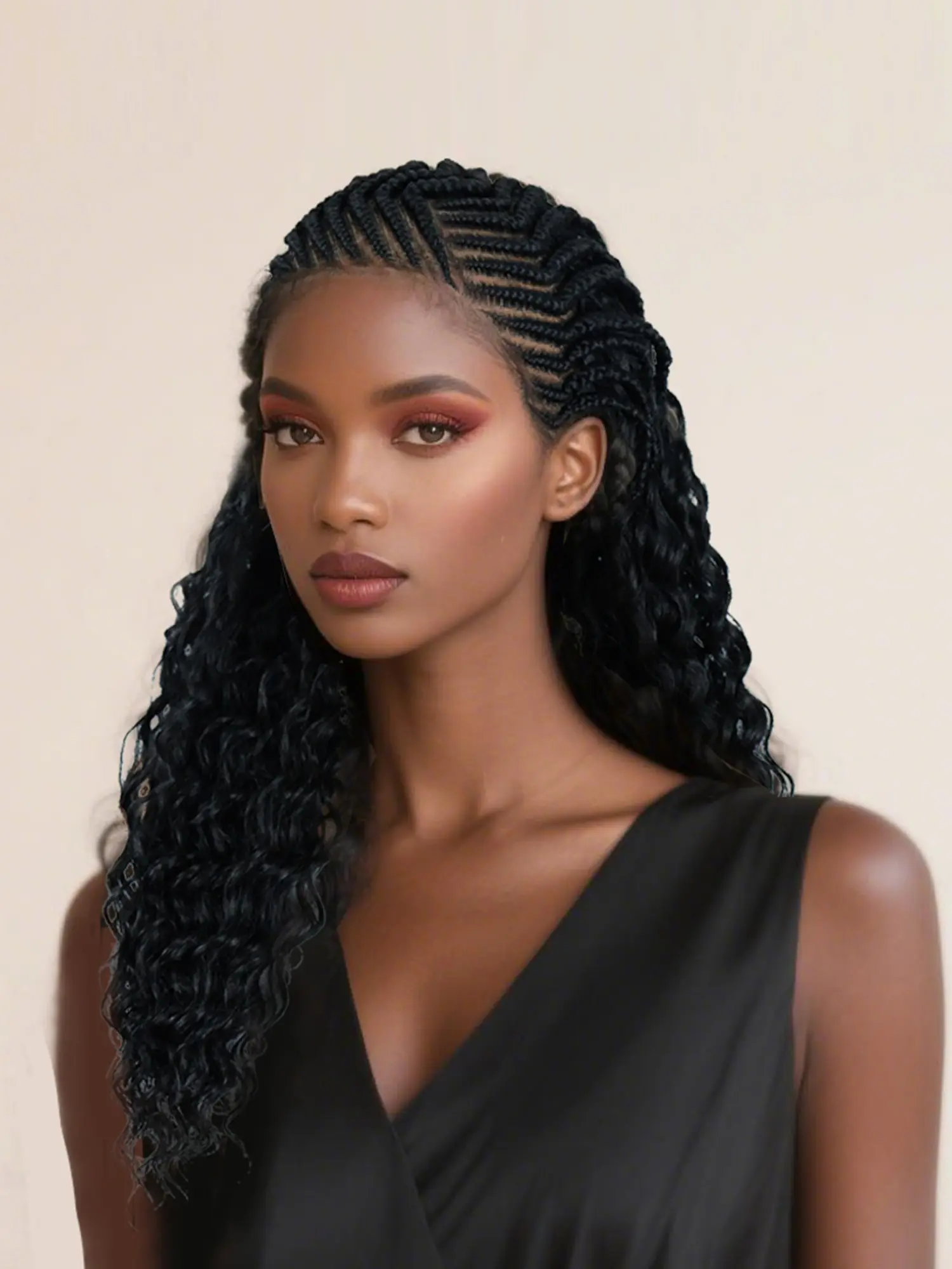 Women's Voluminous Curly Braided Wig, Handmade with Baby Hair, 13x7 Inches, High-Definition Lace Front, Natural Wavy Texture, Synthetic Wigs, Braiding Wig