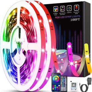 Led Lights for Bedroom 100ft (2 Rolls of 50ft) Music Sync Color Changing Strip Lights with Remote and App Control RGB Strip, for Room Home Party Decoration