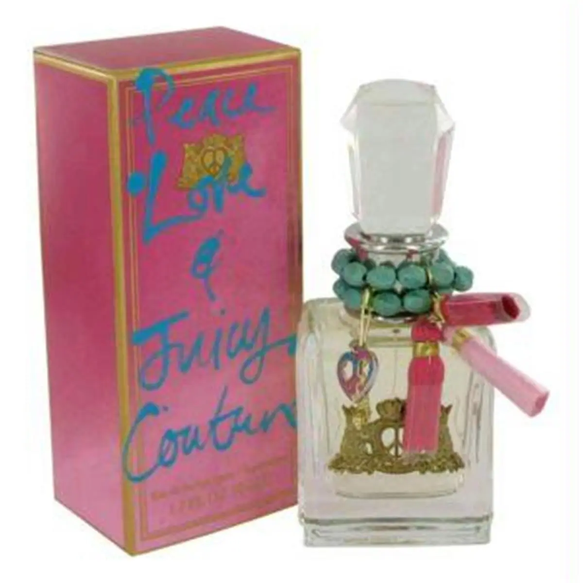 Juicy Couture Peace Love & Juicy Couture Women's EDP, Meyer Lemon, Jasmine & Honeysuckle Scented Fragrance Perfume, 3.4 oz Glass Spray Bottle, Signature Scent, Women's Fragrance, Black Currant Buds, 3 To 3.9 Fl Oz, Floral, Givaudan, Glass Bottle, 3.4Oz