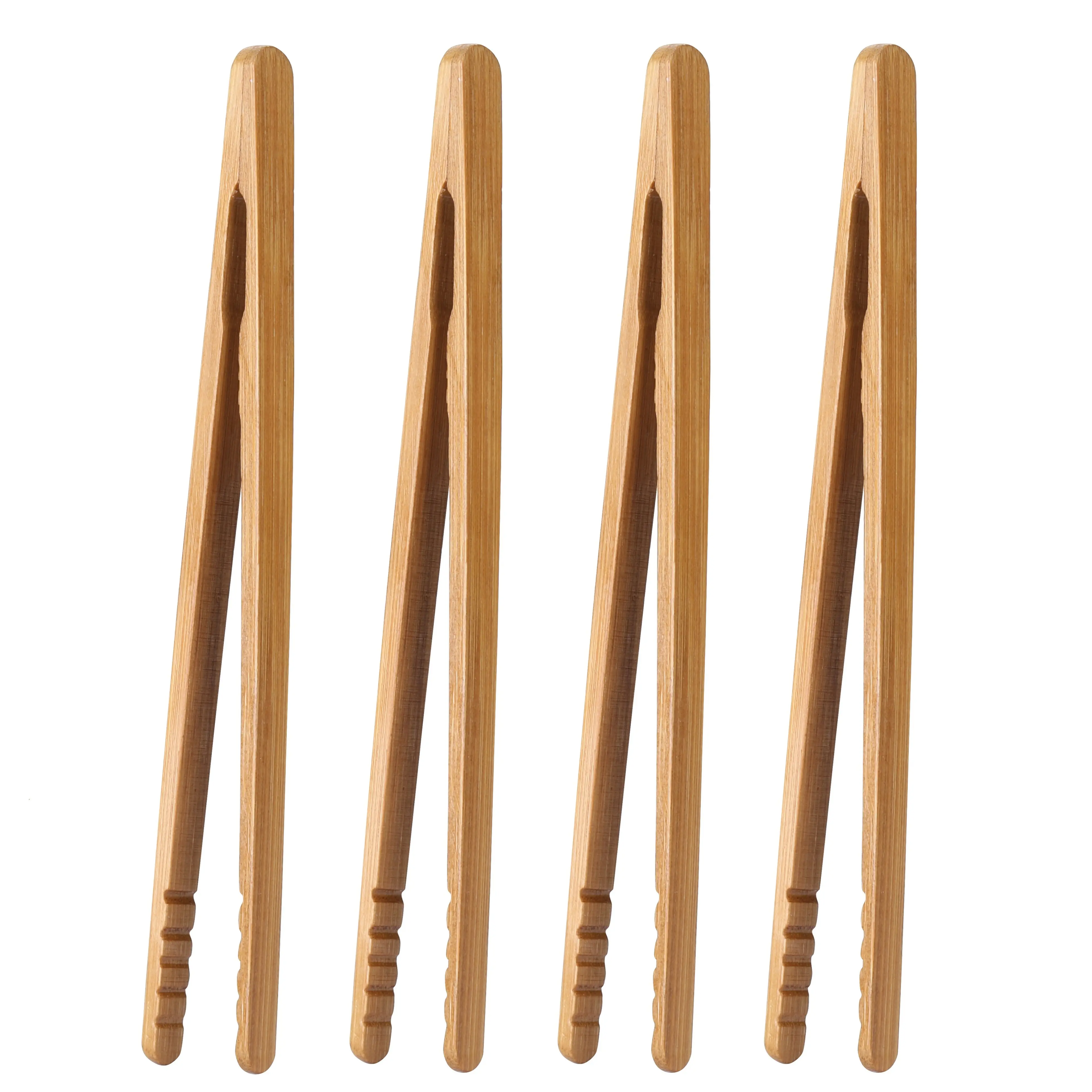 4 Pcs Toaster Tongs, 7 Inches Bamboo Tongs for Cooking Toast Kitchen