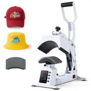 Hat Heat Press Machine With 2 Interchangeable Platens And Caps Stretcher, Precise Temperature And Time Control, Suitable For HTV Iron-On And Sublimation, For Hats And Caps, White, Home-Use Friendly, Durable, Easy To Use