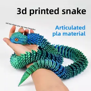 SleekHush 30-in Articulated 3D Printed Snake Toy, Hyperrealistic Life-Sized with Lifelike Eyes & Twistable Joints, Desk Accessory for Desk Setup Aesthetic Ornaments, Stress Relief Halloween Gift (Sports & Outdoor Fan Shop Gaming Accessory), 3D Printed Stu