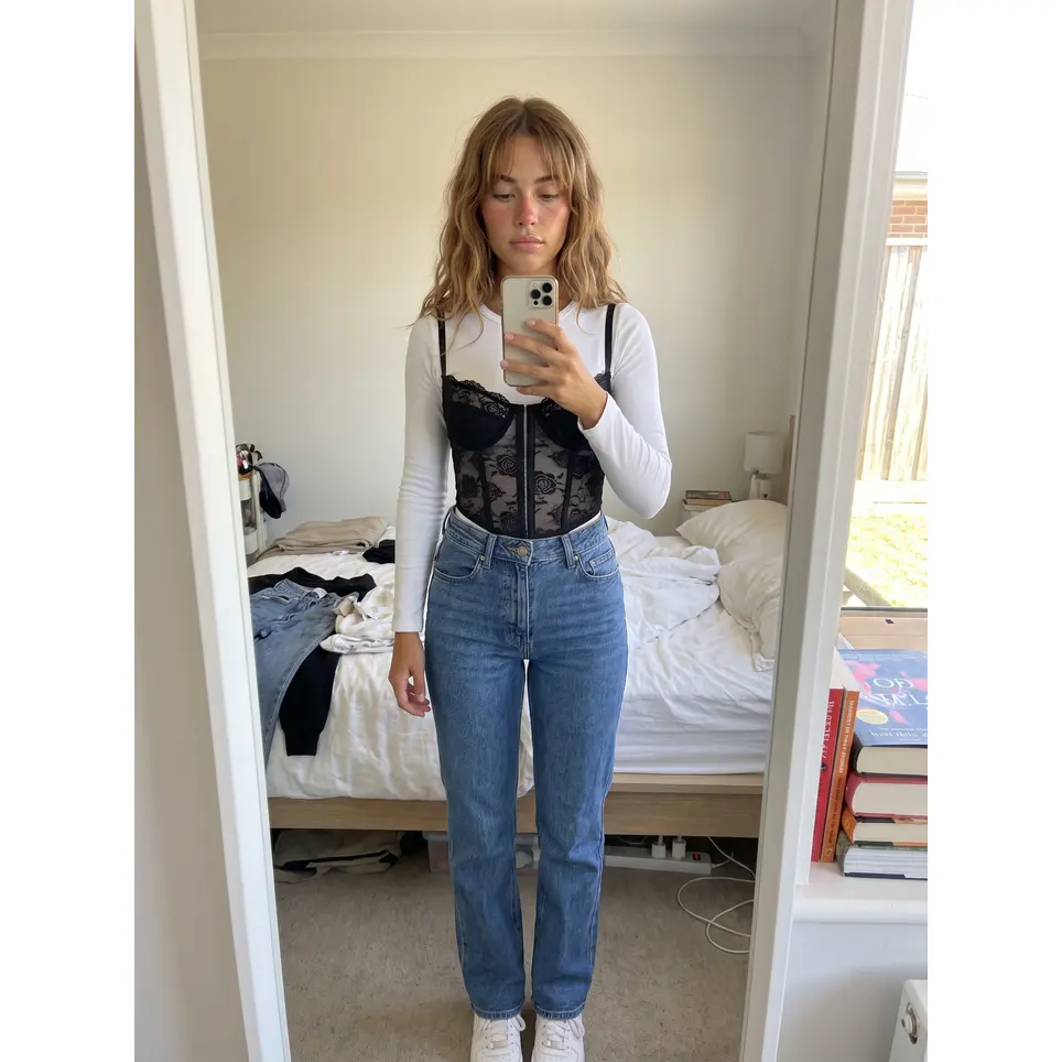 Sheer Floral Lace Corset Top - Going Out Top for Women