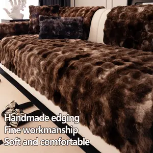 Luxury Rabbit Fur Sofa Cover, Fashion Couch Protector, Non-Slip Pet-Friendly Breathable Modern Design, Polyester, Perfect for Living Room Bedroom Office Decor