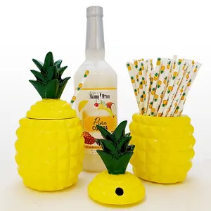 BarConic® Tiki Pineapple 1-L Ceramic Beverage Bottle Kit with Ceramic Bottle and Lid