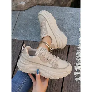 Fashionable Lace Up Low Top Chunky Casual Sneakers, Women's Sneakers, Casual Comfortable Sports Shoes for Daily Wear, Perfect for Students and Outdoor Sports, Trending Sneakers