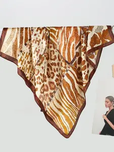 Women's Lightweight Polyester Scarf, Elegant Leopard Print, Casual Geometric Design, Loose-Fit, All-Season Accessory, Beach & Outdoor Use