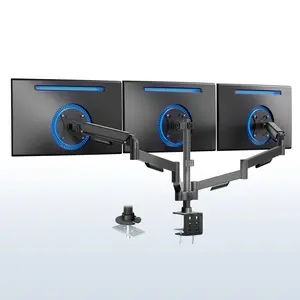 Triple Monitor Desk Mount (2 Mechanical Arms + 1 Fixed) - 17” to 27" Screens