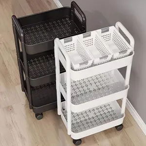 3-Layer Storage Cart with Wheels in, Durable Plastic Design for Easy Mobility, Perfect for Kitchen Bathroom and Bedroom Organization