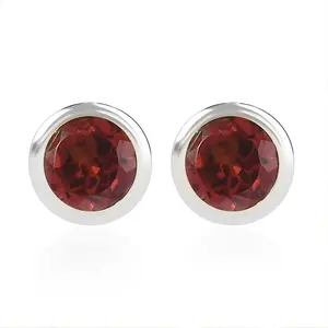 Shop LC D'Joy Poke Free Garnet 0.65 ctw Stud Earrings in Rhodium Over Sterling Silver