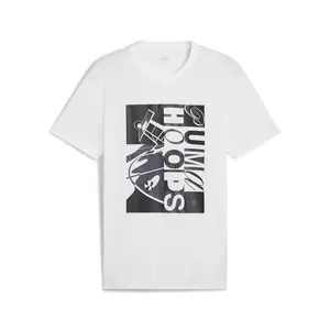 PUMA Mens Instant Replay Iii Graphic Crew Neck Short Sleeve Casual Tops Casual - White