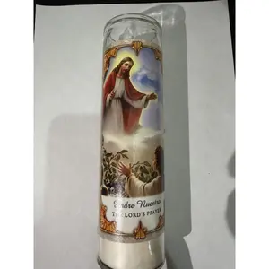 Lord's Prayer Candle - Religious Decorative Candle with Jesus Image, Ideal for Home Decor and Religious Settings