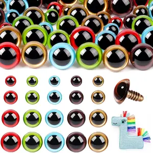 160Pcs Safety Eyes for Amigurumi with Washers,10/12/16/18mm Colorful Plastic Safety Eyes for Crochet Craft,Safety Eyes Gift for Crochet Lovers Halloween Decorations Stuffed Animals Crafting