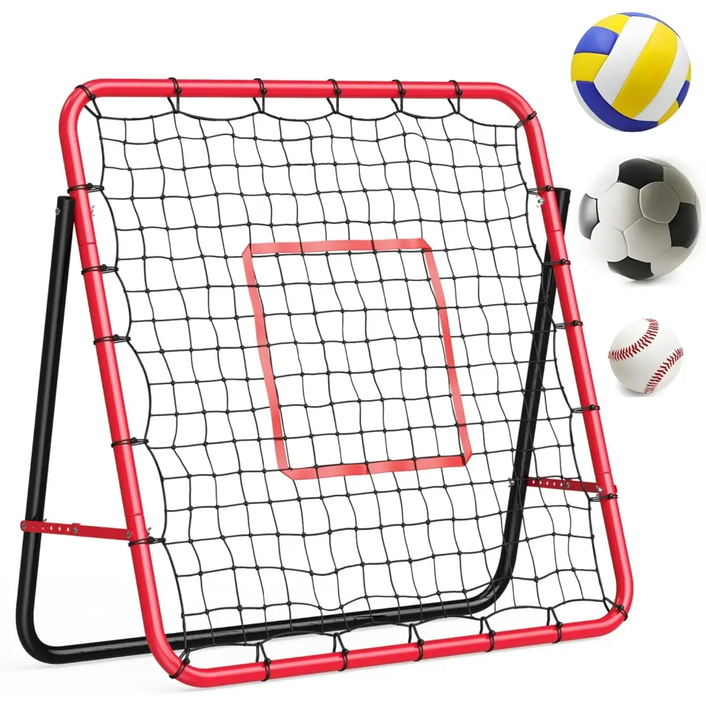 Portable Soccer Rebounder - 3.7x3.7ft Iron Frame Pitch Back Net with Adjustable Angle Switch, Flat Folding, Easy Setup & Portability, Enhanced Training for Backyard Players, Football Accessories, Soccer Gear, Teams, Field
