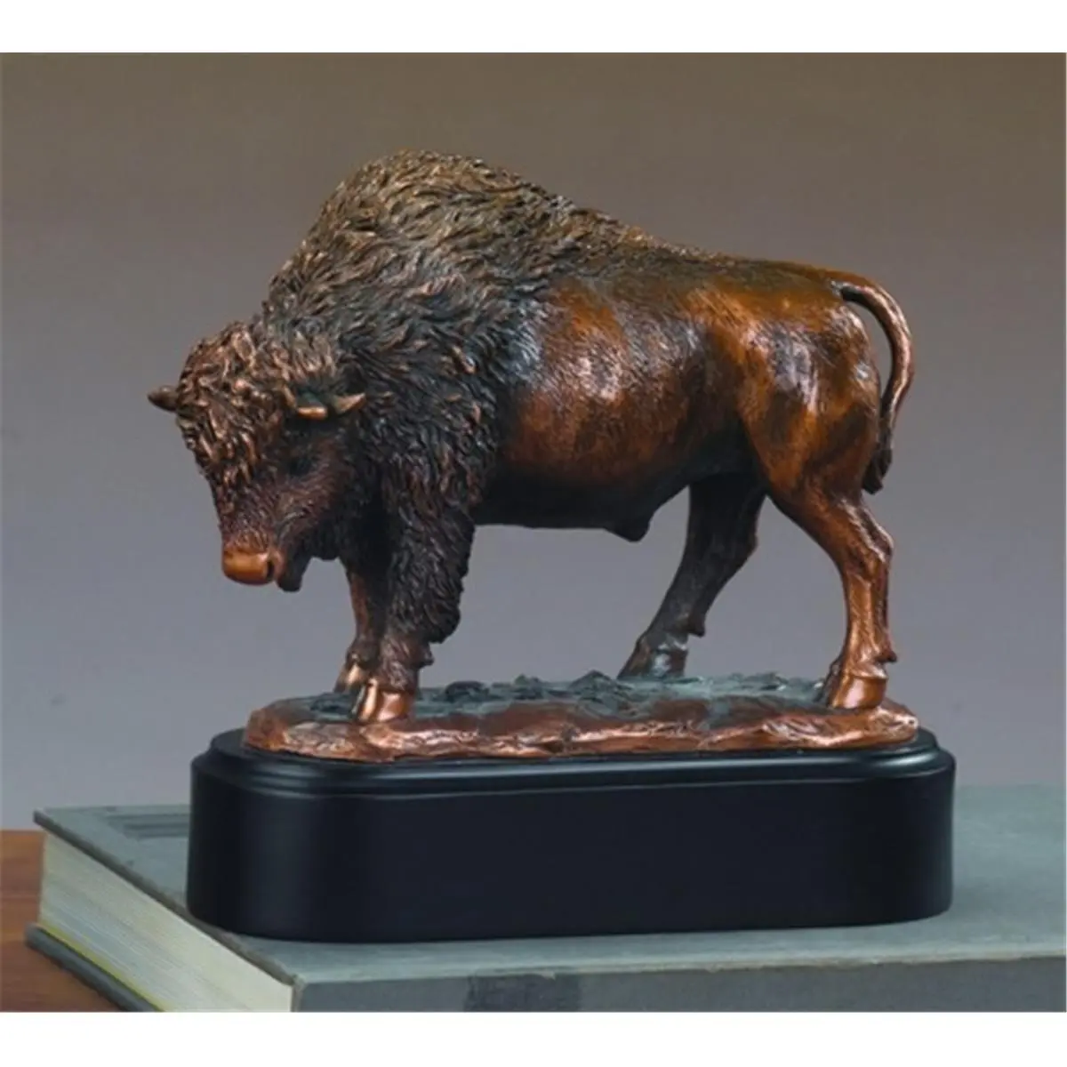 Marian Imports F53202 Buffalo Shape Wildlife Ornament, Bronze Finish Cold Cast Resin Sculpture, Home Decor Accent