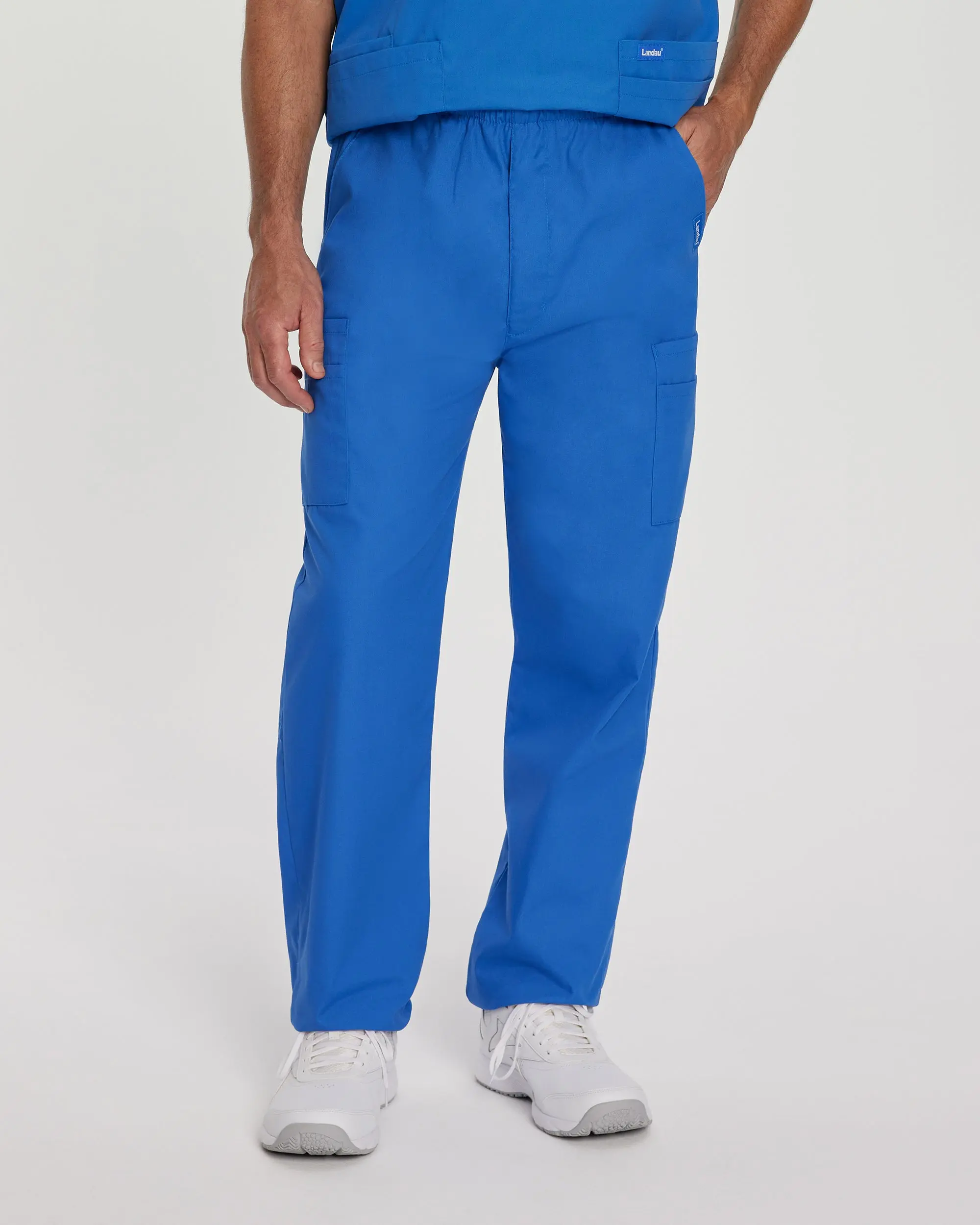 Men's Straight Leg Cargo Scrub Pants, Breathable Polyester Cotton Fabric, 7-Pocket Work Uniform with Zipper Fly, Uniforms, Menswear, Workwear, Utility, Classic, Scrubs, Cargo Pants, High Rise Waist, Multi-Size, Poly-Cotton Blend, Regular Inseam