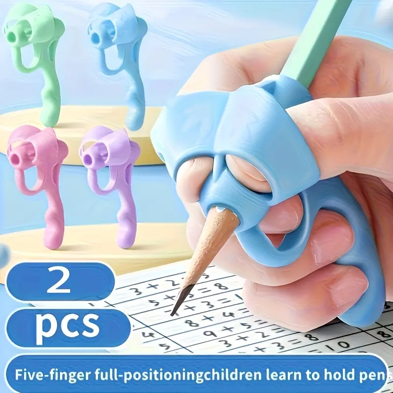 2PCS Pen Grip Corrector - Soft Silicone Pencil Clip, Writing Posture Aid, Handwriting Correction School Supplies for Kids, Two Piece Set