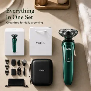 【FathersDayGift】valla 4-in-1 Electric Shaver Set – Rechargeable, IPX7 Waterproof Shaver for Men, Wet & Dry Use, Includes Gift Box and Gift Bag – Perfect as a Gift Shaver