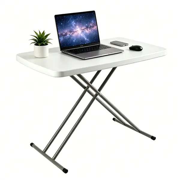 30 Inch Folding Table - Adjustable Height TV Tray Table for Couch, Heavy Duty Portable Desk for Laptop, Camping & Small Spaces, No Assembly Foldable Utility Table