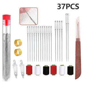37Pcs Sewing Tool Set,Steel Needles for Hand Sewing,Big Eye Long Thin Quilting Sewing Kit,DIY Projects Multifunctional Polyester Thread Set