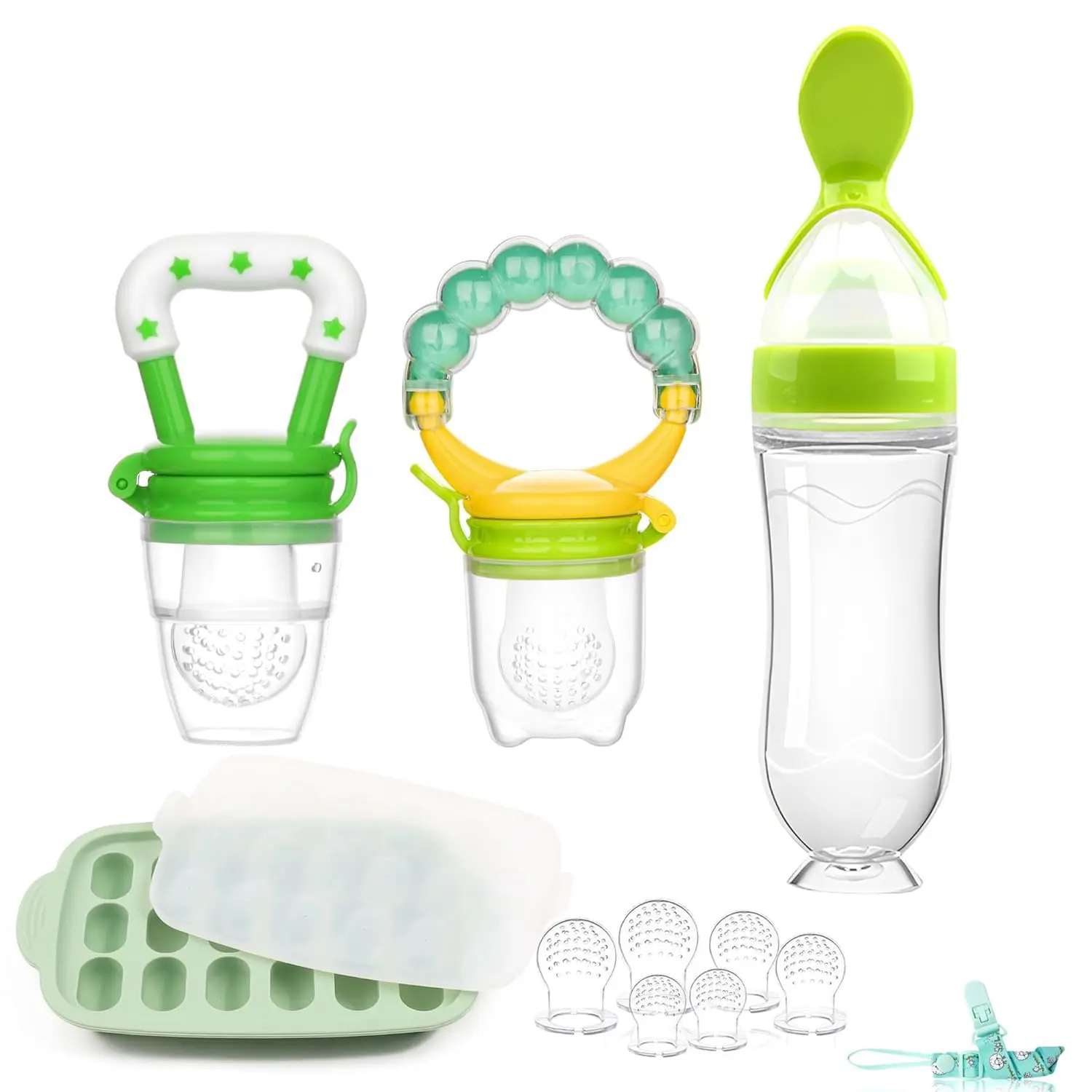 Baby Fruit Feeder & Baby Breastmilk Popsicle Molds-Silicone Babies Food Freezer Tray Storage Containers, Infant Food Pacifier Feeder and Teether Infant Teething Feeders
