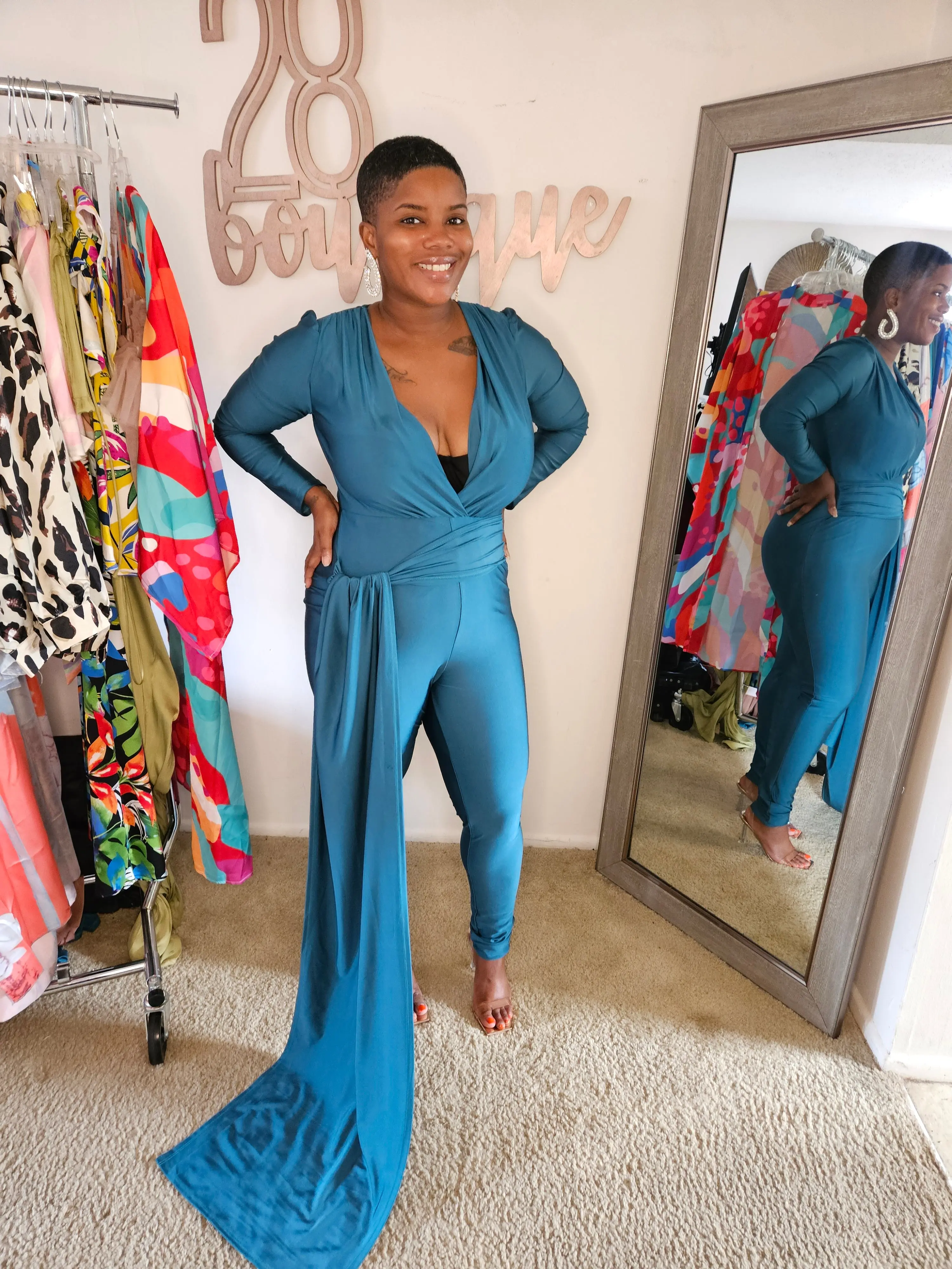 Teal Jumpsuit-Give them DRAMA