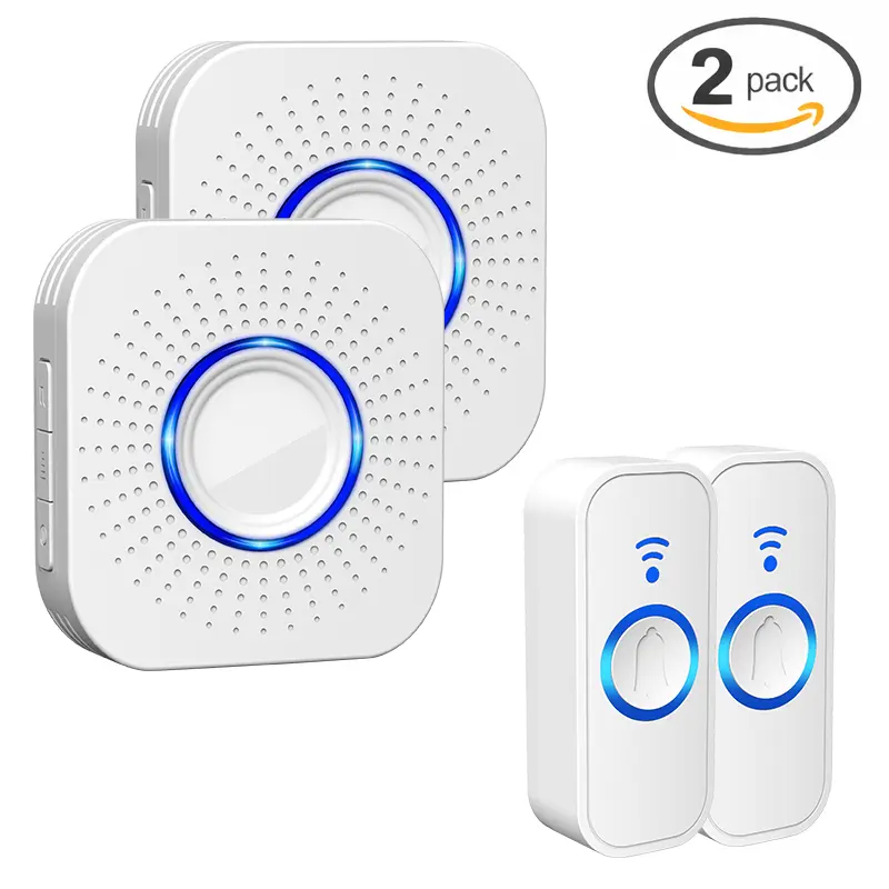 Wireless Doorbell Kit - 120m/1000ft Long Range Waterproof Outdoor Smart Doorbell, 32 Chimes, LED Flashing for Home & Hearing-Impaired Users