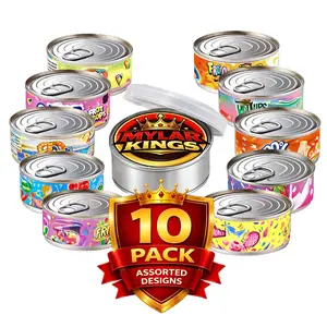 10 Pack Pull Top Tin Can Storage Containers Bundle Assorted Designs