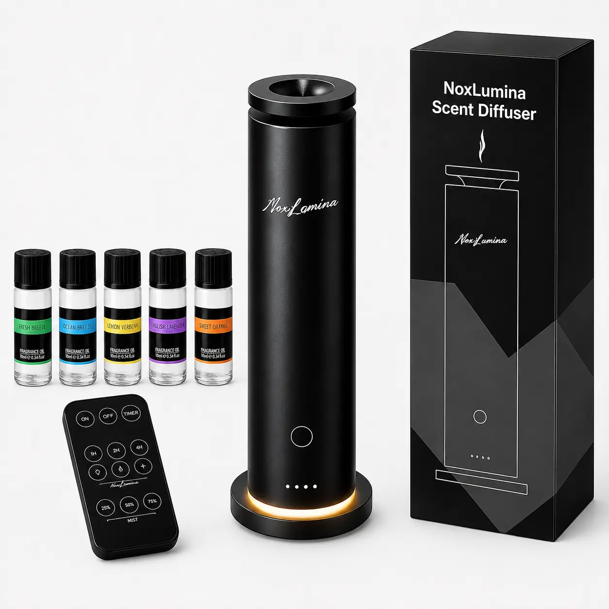 Nexillumi  Waterless Diffuser Gift Set, Scent Diffuser Discovery Kit Covers up to 1500 sq ft, Cold-Air Aromatherapy Diffuser for Home, Birthday & Holiday Gift, Plug-in Not Rechargeable, Remote Control, Timer, Night Light & 5 Essential Oils Included