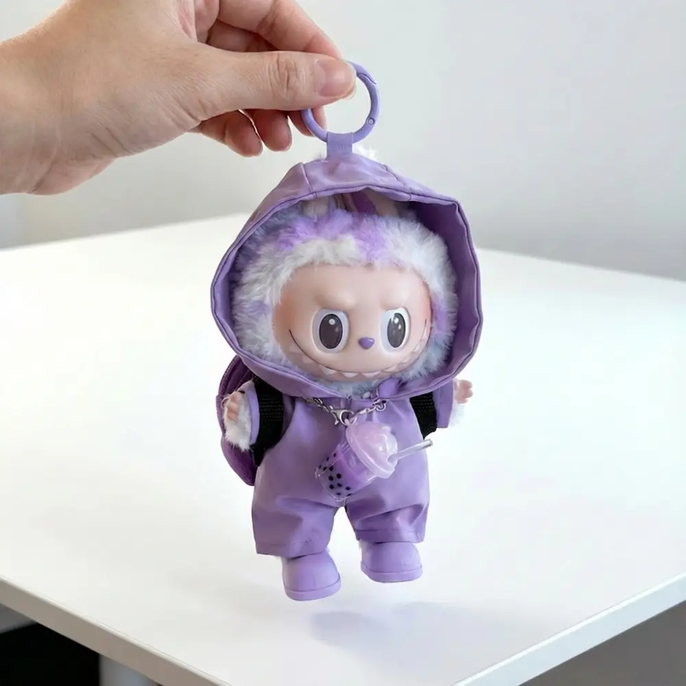 Labubu Doll Clothes 5-Piece Set - Softshell Jacket Outfit with Goggles, Water Bottle, Shoes, Backpack, Detachable Design, Stylish, Versatile, Fits 6.7-Inch Figures, Kids' Gift, Sports Costume Replacement Accessories, Doll Clothes Set
