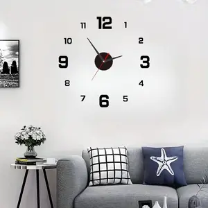 Round Wall Clock, 1 Count DIY Frameless Modern Design Wall Clock, Wall Decor for Home Living Room Bedroom (Battery Powered, Battery Not Included)