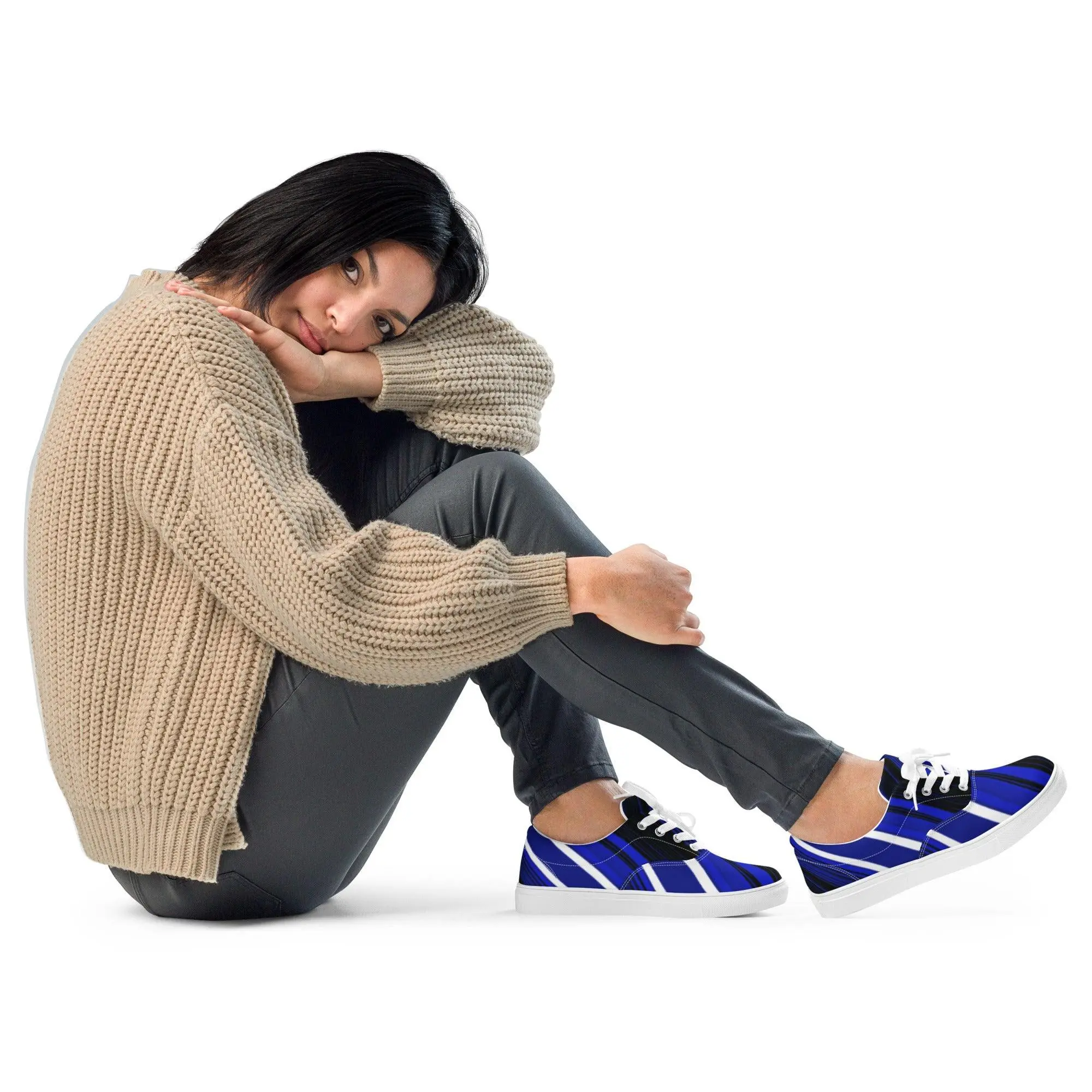 Blue Sliced Women’s lace-up canvas shoes Blue Sliced Women’s lace-up canvas shoes