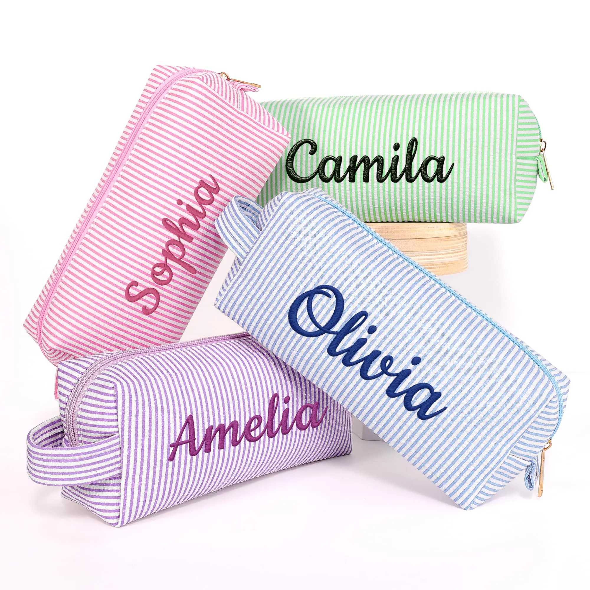Personalized Pencil Case for Women,Custom Embroidered Name Pencil Pouch Soft Storage Organizer Bag for Office Desk Accessories