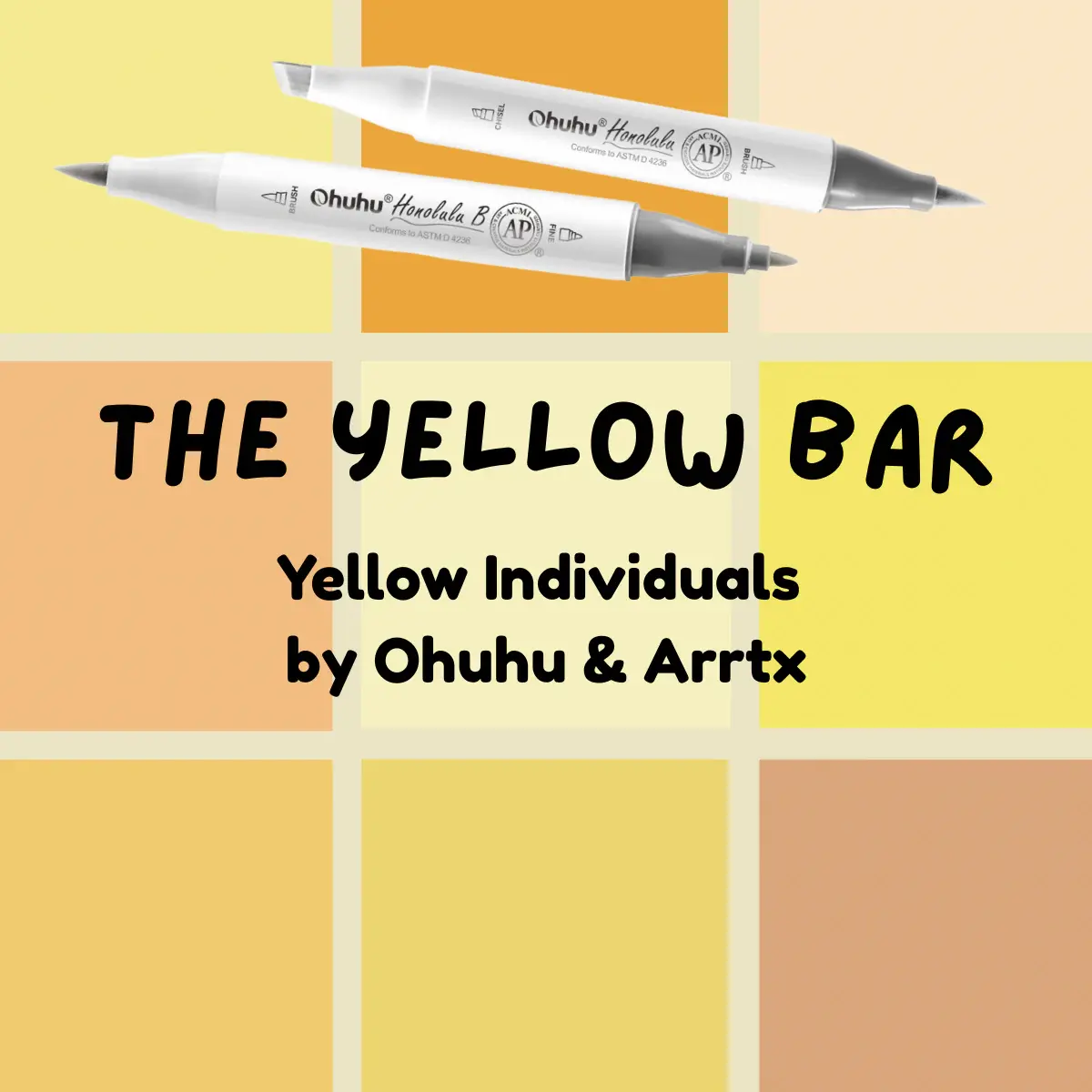 Authentic Ohuhu Honolulu Dual-Tip Alcohol Ink Brush Marker (Yellow) - Broad Strokes for Expressive Creativity - Sold Individually by The Marker Monster Authorized Retailer, Dual Tips
