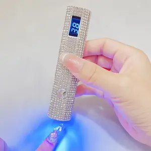 USB Rechargeable Rhinestone Decorated Nail Lamp, Portable Nail Dryer with LCD Display, LED Nail Light Professional Manicure Nail Art Tool for Home & Salon Use