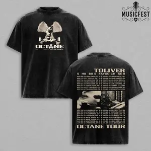 Octane Tour 2026 Shirt – Vintage Washed Oversized Graphic T Shirt, Toliver Inspired Streetwear, Octane Album Tour Dates Design, Dark Aesthetic Retro Music Tee, Heavy Cotton Washed Tee, Casual Unisex Men Women Top, Gift for Rap Fans 123