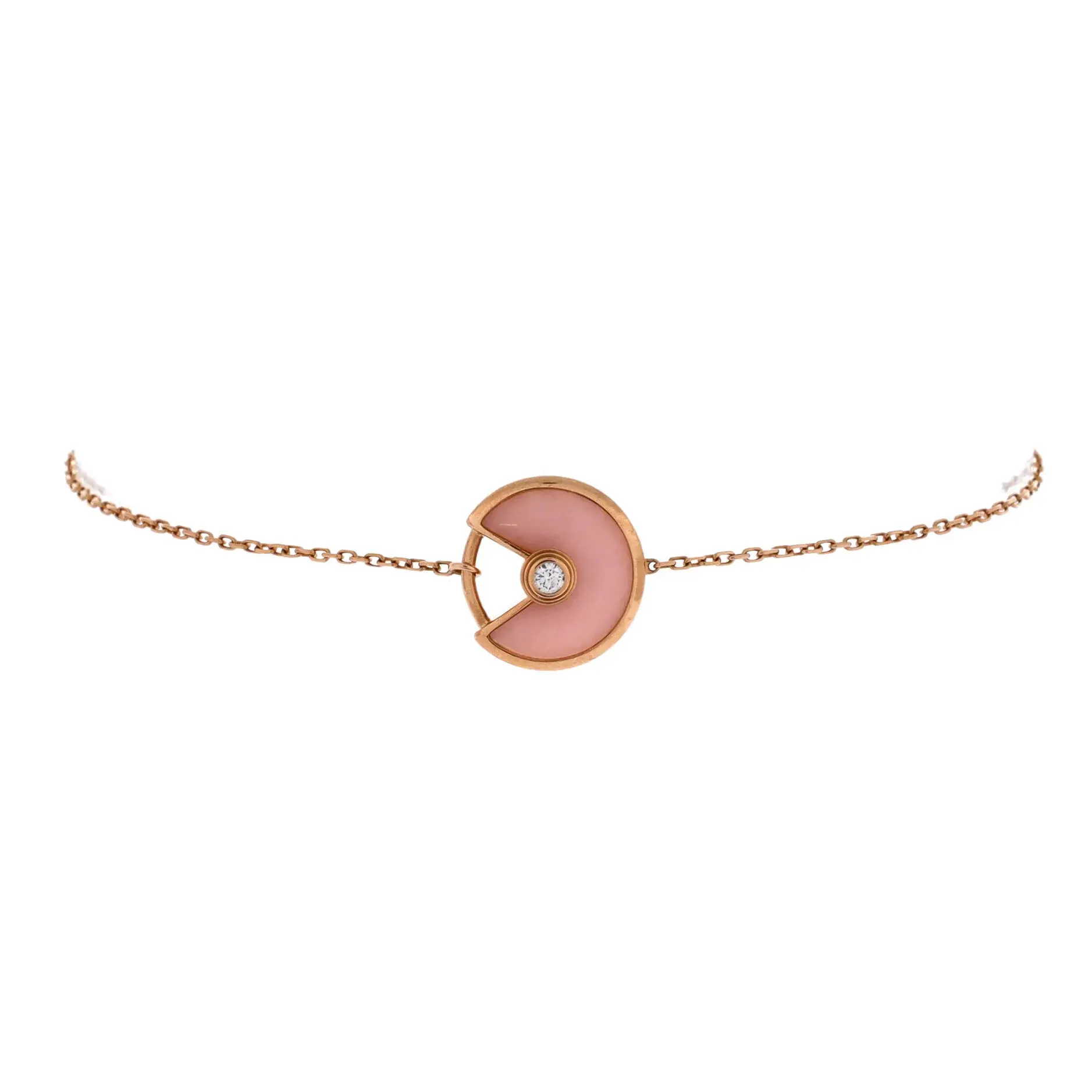 Pre-owned Cartier Amulette de Cartier Bracelet 18K Rose Gold with Diamond and Pink Opal XS by Rebag